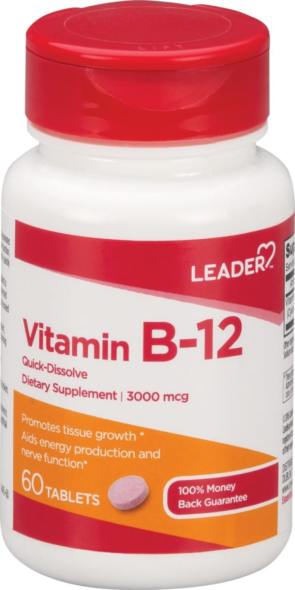 Vitamina B-12 3000 mcg Leader botella 60 tabletas