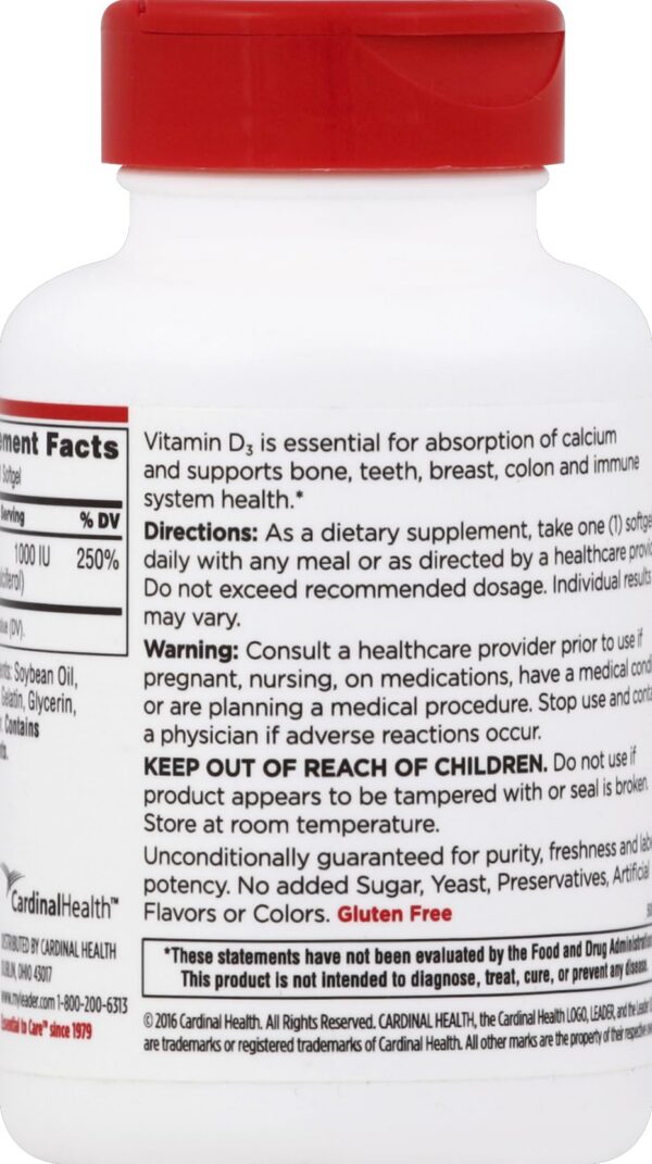 Leader Vitamina D 1000 UI cápsulas blandas para inmunidad