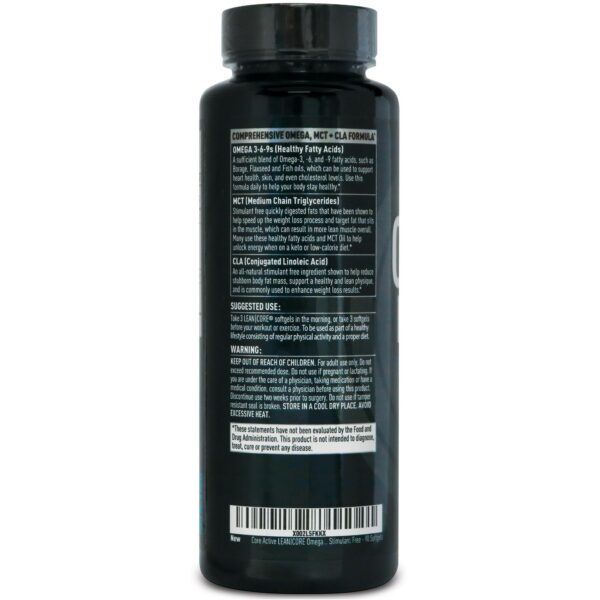 Frasco con cápsulas Lean CORE Omega MCT + CLA