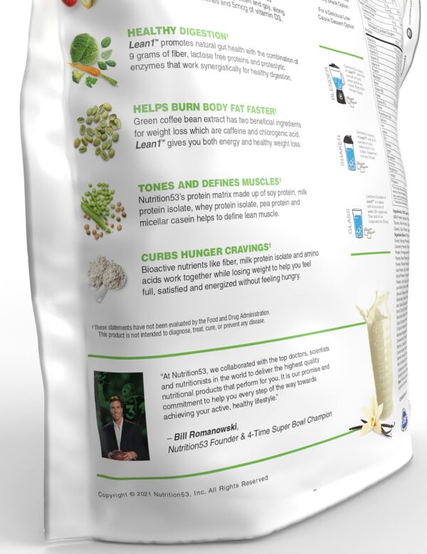 Etiqueta nutricional Lean1 Vanilla