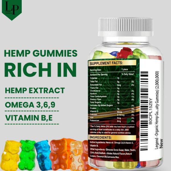 Version 1.0.0 Legend gomitas cáñamo botella y etiqueta