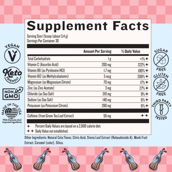 Detalle del sabor cola del polvo