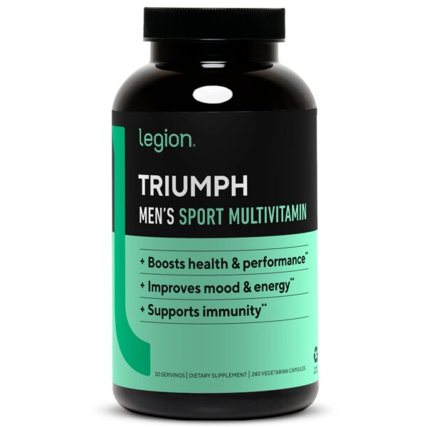 Frasco de multivitaminas LEGION Triumph para hombres con 21 vitaminas