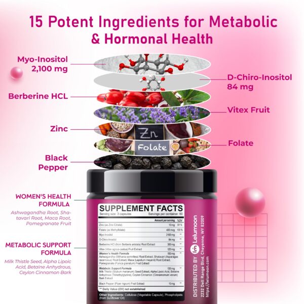 Frasco Lelumoon Inositol 2904 mg vista de cápsulas