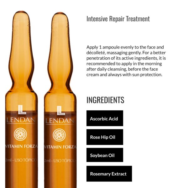 Detalle de la etiqueta en ampollas LENDAN