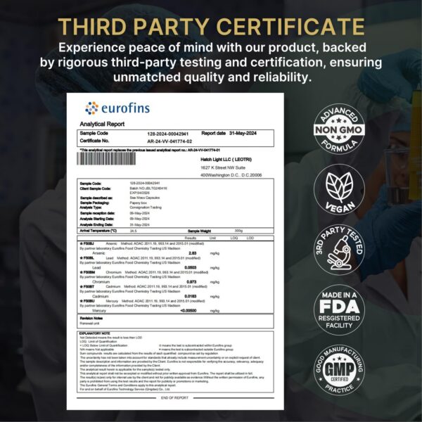 Cápsulas de Sea Moss Leotri en frasco