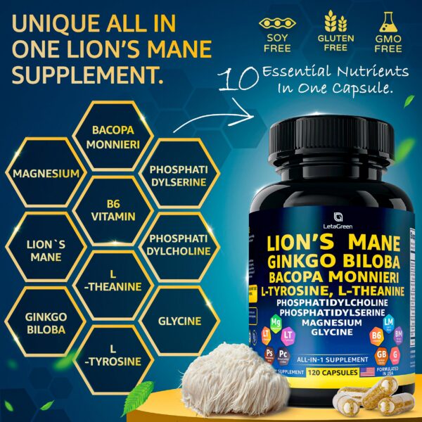 Frasco de Lion's Mane con etiqueta visible