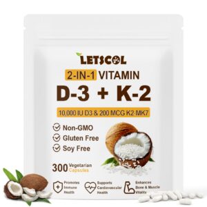 Frasco LETSCOL 2-en-1 D3 K2 cápsulas