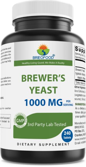 Levadura de cerveza Brieofood 1000 mg en tabletas paquete frontal