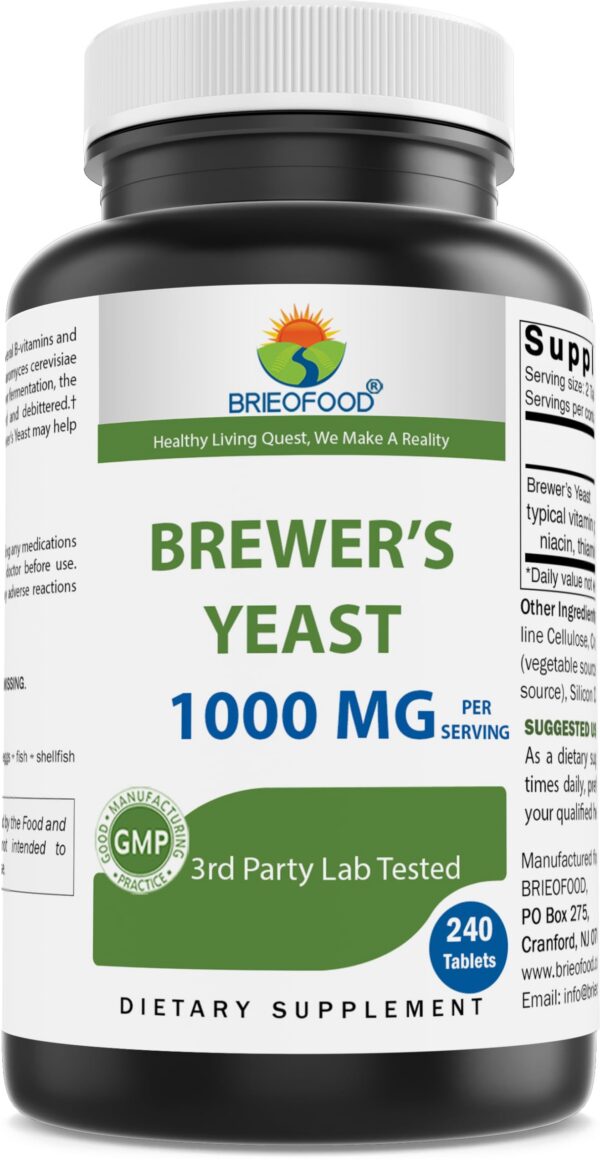 Levadura de cerveza Brieofood 1000 mg en tabletas paquete frontal