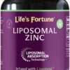 Frasco frontal de zinc liposomal con cobre Life's Fortune 90 cápsulas