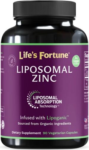 Frasco frontal de zinc liposomal con cobre Life's Fortune 90 cápsulas