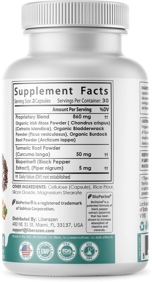 Etiqueta del producto Liberazen Sea Moss