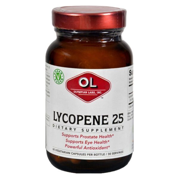 Suplemento licopeno 25mg Olympian Labs para salud ocular y próstata