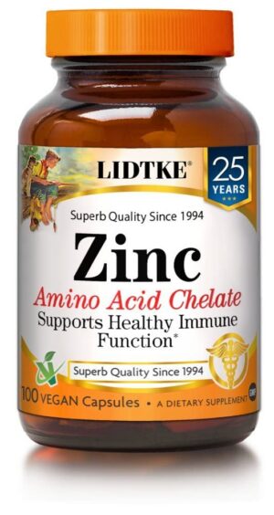 Frente del envase LIDTKE Zinc 100 VegCap