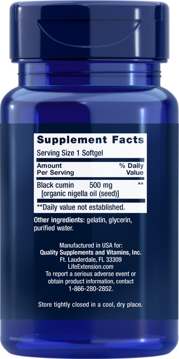 Etiqueta de Life Extension Aceite Semilla Negra