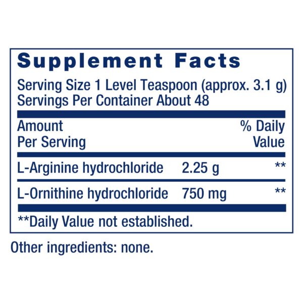 Frasco Life Extension Arginina Ornitina polvo