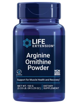 Frontal del Life Extension Arginina Ornitina polvo