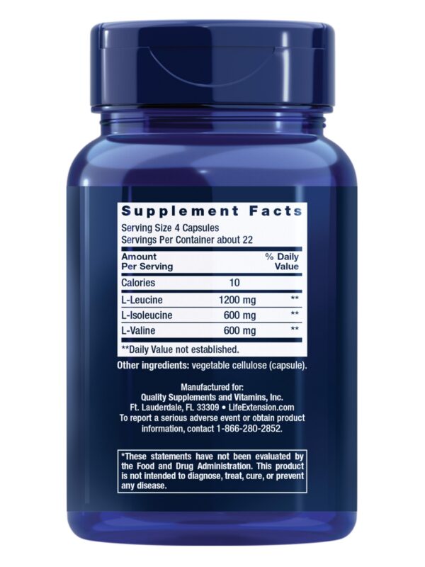 Etiqueta trasera Life Extension BCAA