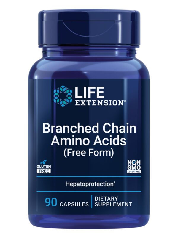 Life Extension BCAA frasco y etiqueta frontal