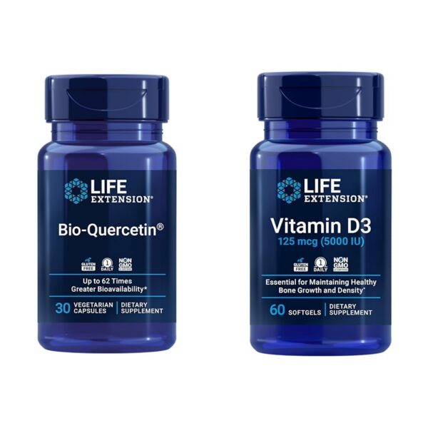 Life Extension Bio-Quercetina y D3 - frasco y etiqueta