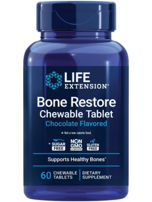 Version 1.0.0 Frente de frasco Life Extension Bone Restore calcio tabletas