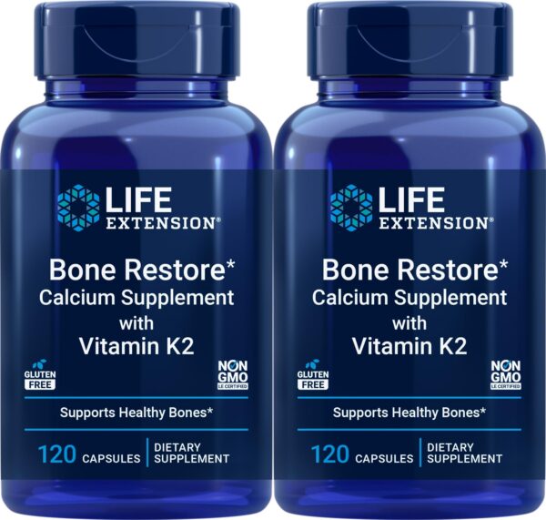 Paquete de suplemento Life Extension Bone Restore con calcio y vitamina K2