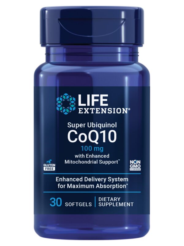 Version 1.0.0 Frente del frasco Life Extension CoQ10 ubiquinol