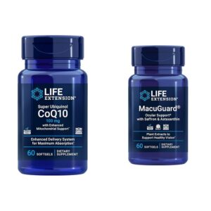 Frasco Life Extension CoQ10 y Macuguard con etiqueta