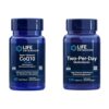 Frente del empaque Life Extension CoQ10 ubiquinol 60 softgels y 120 tabletas