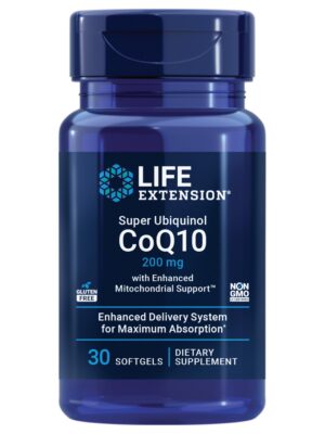 Life Extension CoQ10 ubiquinol etiqueta frontal