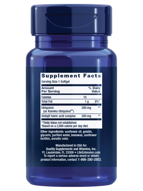 CoQ10 ubiquinol etiqueta nutricional