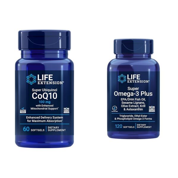 Version 1.0.0 Frente de Life Extension CoQ10 ubiquinol y Omega-3