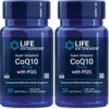 Frente del frasco Life Extension CoQ10 ubiquinol con PQQ