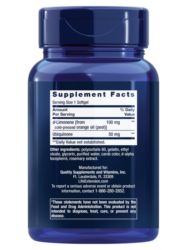 Etiqueta del producto CoQ10 ubiquinona