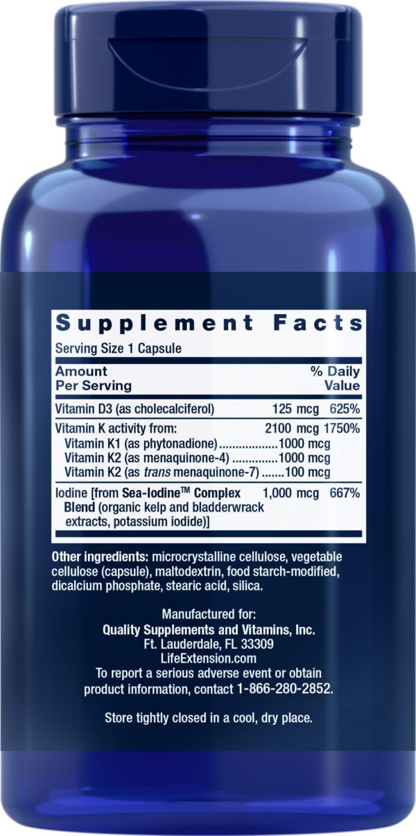 Version 1.0.0 Etiqueta lateral Life Extension D y K Sea-Iodine