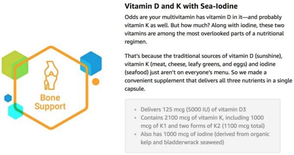 Etiqueta de ingredientes Life Extension D y K