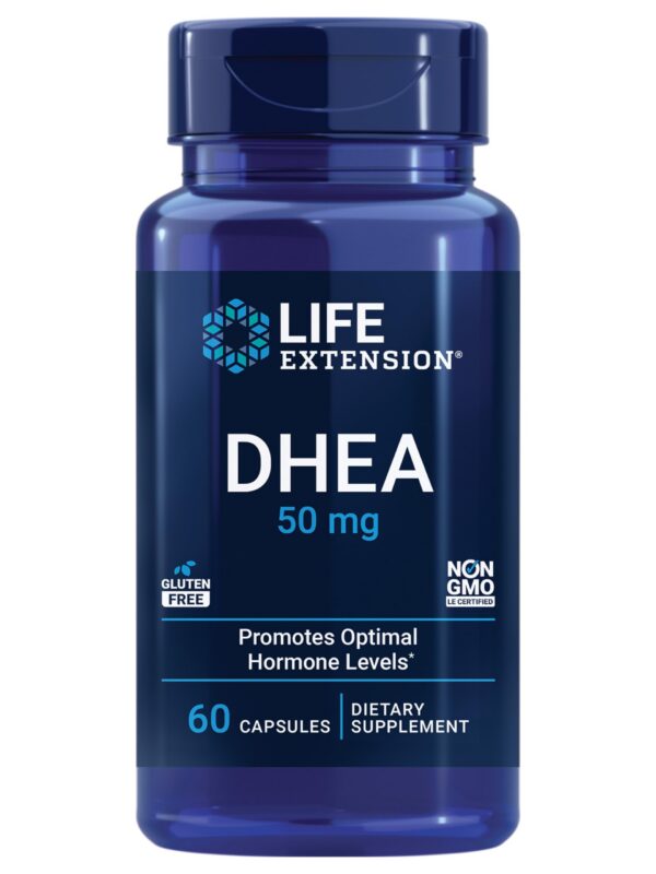 Frasco Life Extension DHEA frente a etiqueta