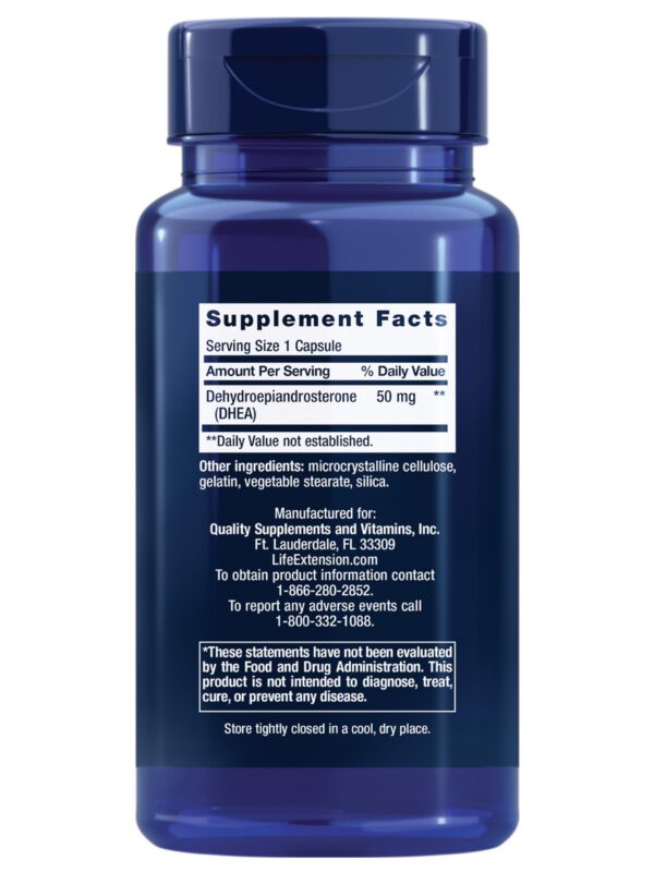 Etiqueta lateral del frasco DHEA