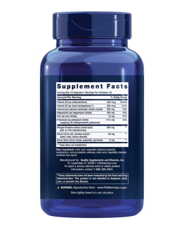 Etiqueta lateral Life Extension Dr. Strum's Fórmula Intensiva