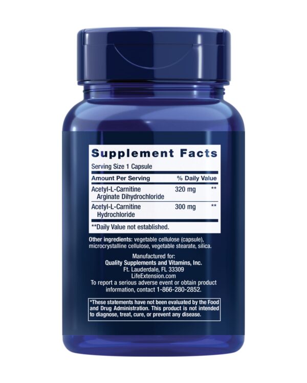 Etiqueta de Life Extension Acetyl-L-Carnitine Arginate