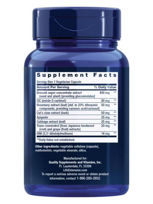 Etiqueta Life Extension crucíferos resveratrol