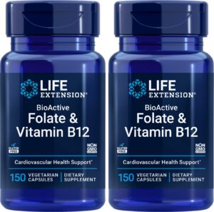 Version 1.0.0 Life Extension folato bioactivo y vitamina b12 suplemento 150 cápsulas vegetales