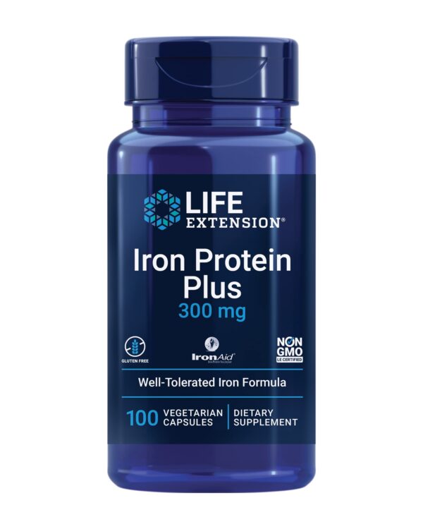 Frasco de Life Extension Iron Protein Plus