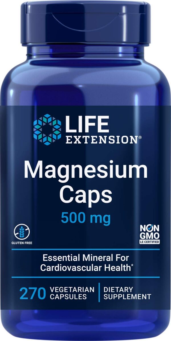 Frasco de cápsulas de Magnesio Life Extension 500 mg
