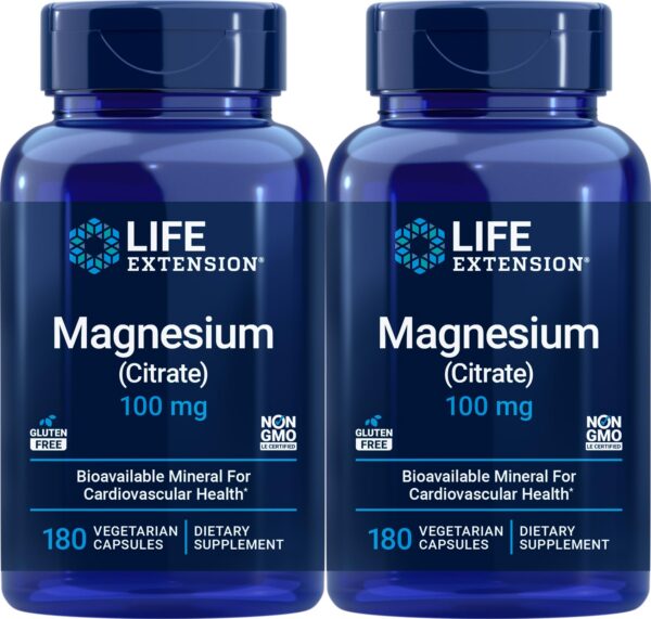 Frasco frontal Life Extension Magnesio Citrato 100 mg