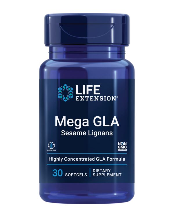 Frasco Life Extension Mega GLA con etiqueta