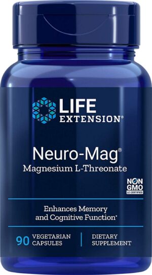 Frente de Life Extension Neuro-Mag 90 cápsulas