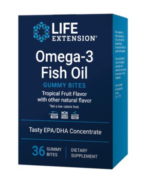 Gomitas Life Extension Omega-3 frente al envase