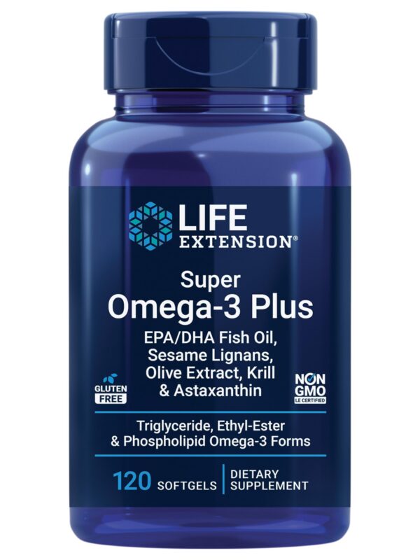 Frente de frasco Life Extension Super Omega-3 Plus